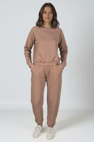 Vivisence Women's Tracksuit Two Piece Lounge Set With Classic Sweatshirt And Tapered Joggers Featuring Elastic Waist Ribbed Cuffs And Side Pockets For Everyday Comfort 9204kmpl,