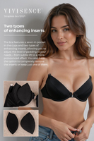 Vivisence Women's Clear Strap Bra Push Up Invisible Backless Clear Back Bra with Transparent Straps for Backless Dresses, black