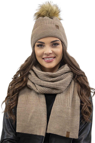 Vivisence Damen Bommelmütze Winter Wintermütze Bommel Herbst Warmem 7042, beige