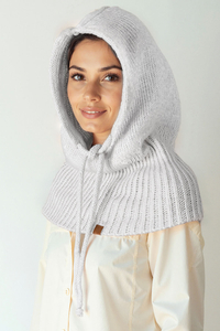 Vivisence Femme Cagoule Hiver Laine Merinos Et Coton Reglable Chaleur Douce, gris