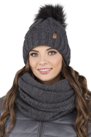 Vivisence Ensemble Hiver Chapeau Comin Gants Pour Confort Quotidien, gris foncé
