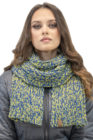 Vivisence Fashionable Winter Women's Set Including Pom-Pom Hat And Long Scarf Made From Warm Two-Color Yarn Soft Fleece Lining Perfect For Cold Winter And Autumn Days, yellow