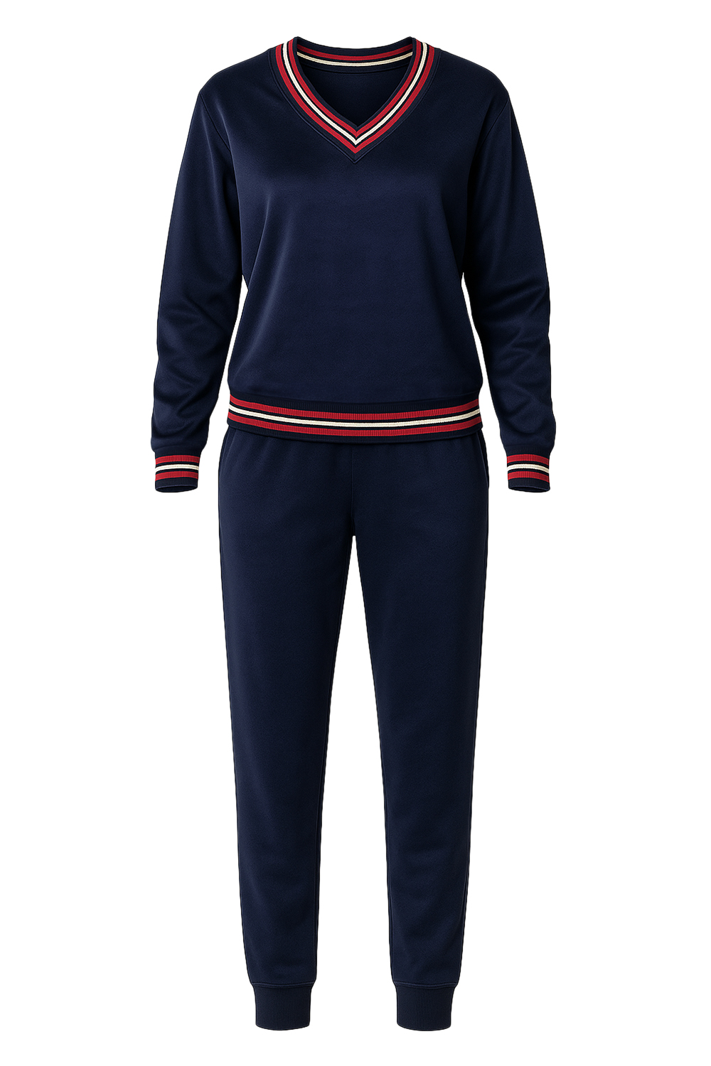 Vivisence Damen Trainingsanzug Set Velour Mit Taschen Für Komfort Beim Freizeitlook 9201, dunkelblau