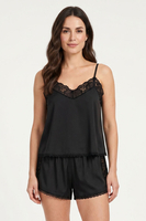 Vivisence pyjama femme viscose ensemble nuit dentelle, noir