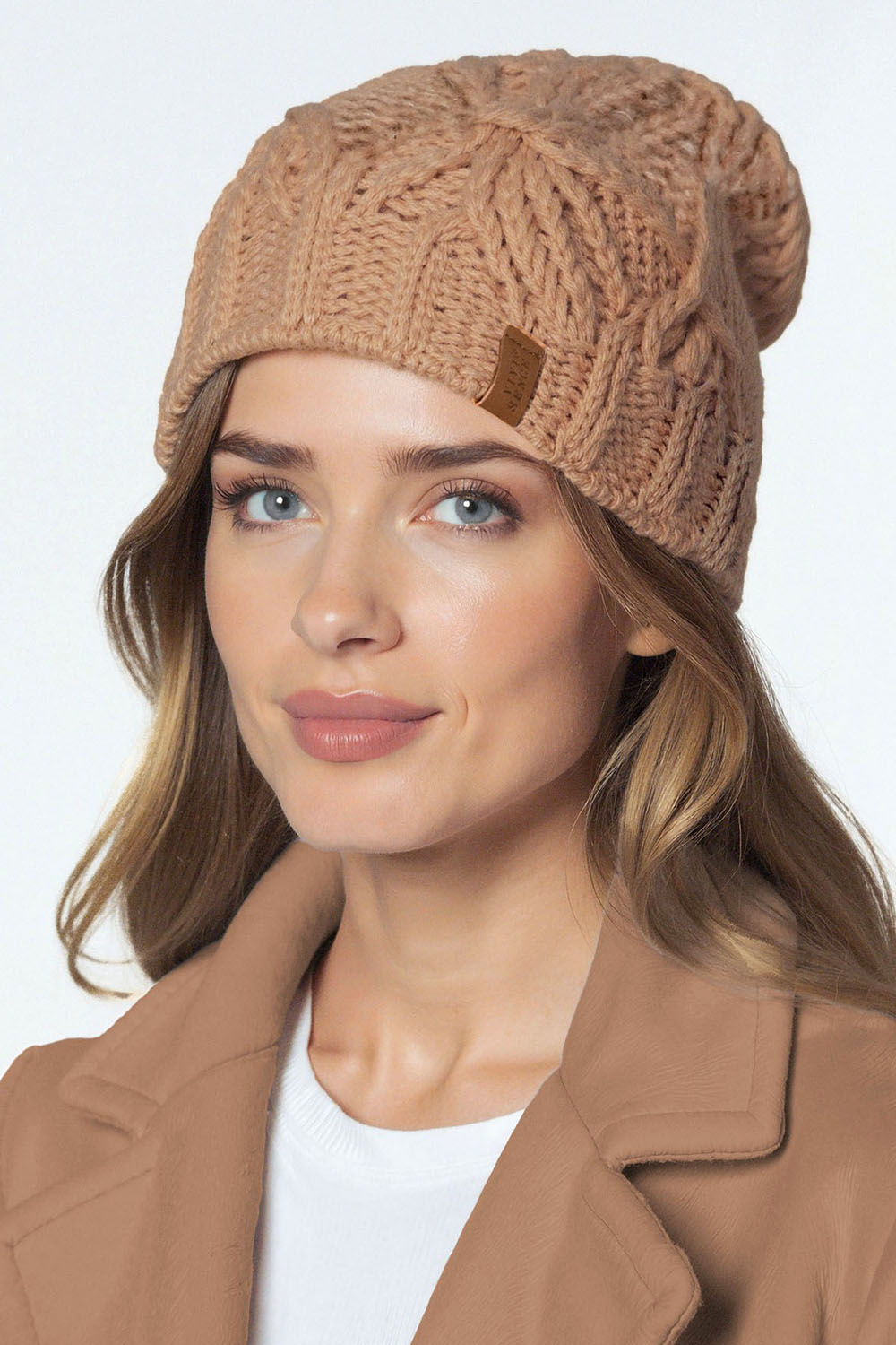Vivisence Damen Strickmütze Lammwolle Warm Perfekter Sitz Im Winter, Beige