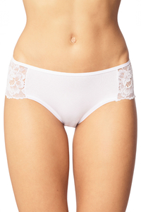 Vivisence Dame Slip Unterhose Spitze Bund Gummispitze Unterwäsche klassich 4009, weiß