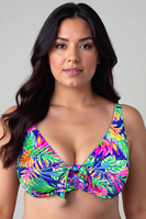 Vivisence Womens Swim Bra Underwire Non Padded Adjustable Straps Tie Front For Large Bust Support, multicolour