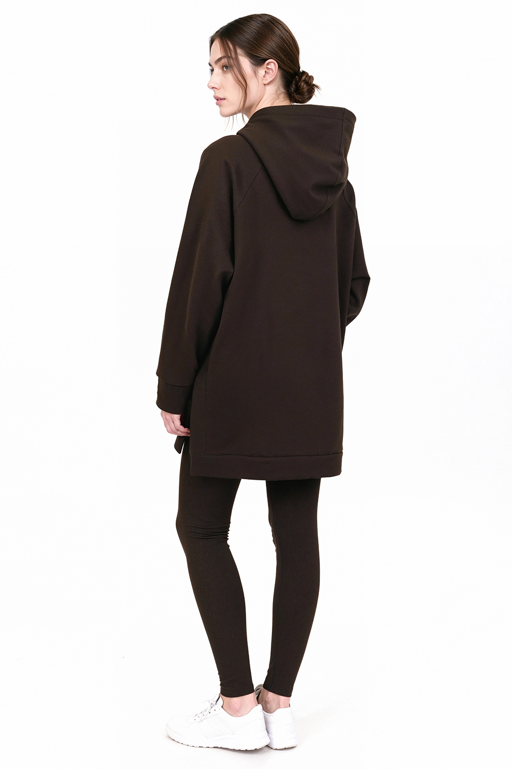 Vivisence Damen Leggings Und Hoodie Set Baumwollmix Mit Stretch Für Alltag, Braun