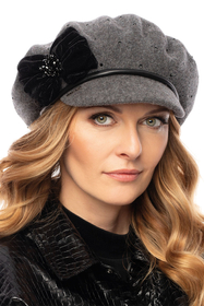 Vivisence Damen Mütze Winter Kaskett Handgefertigtes Herbst Eleganter 7064, grau