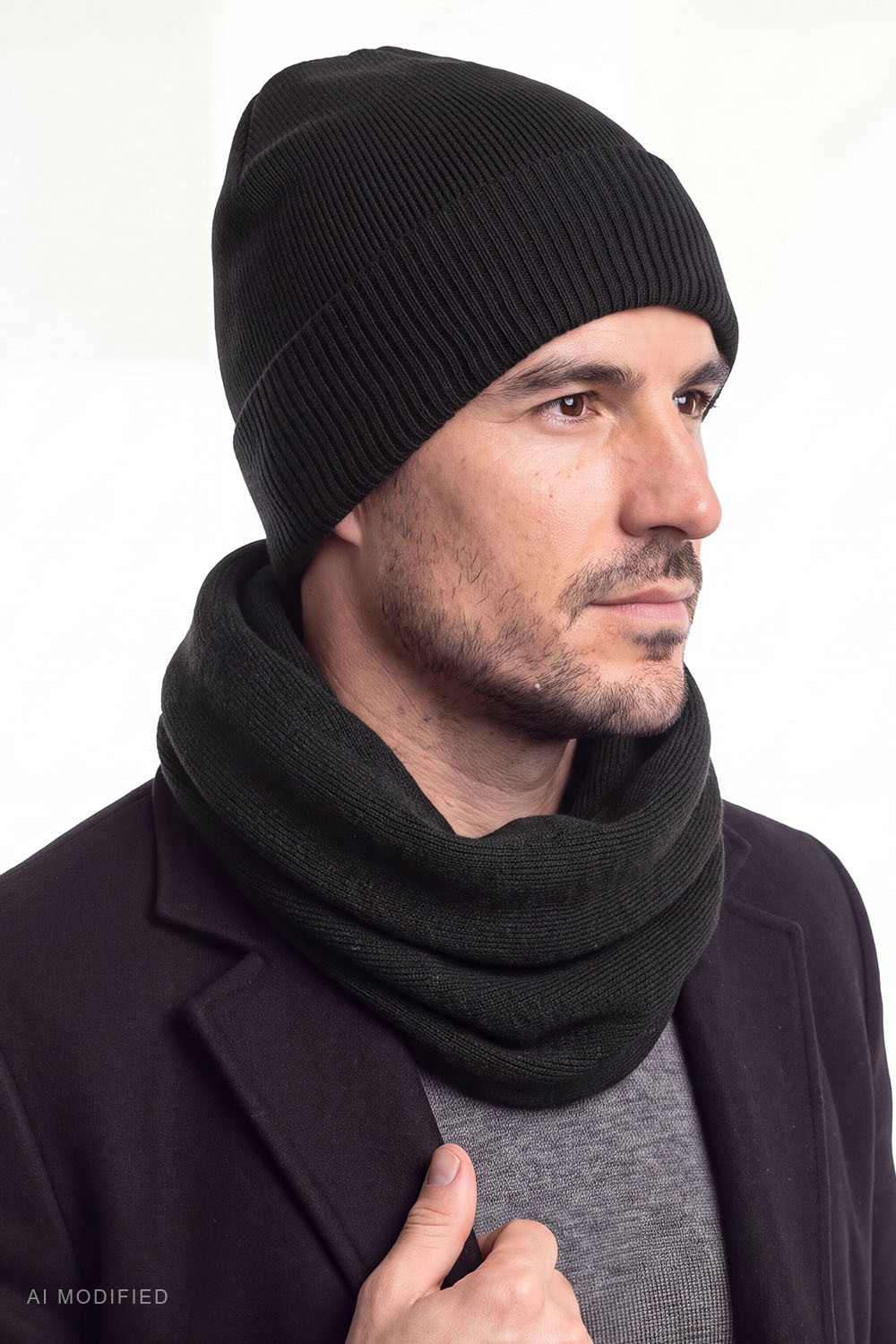 Vivisence Herren Mütze Merinowolle klassisch Beanie Winter, schwarz