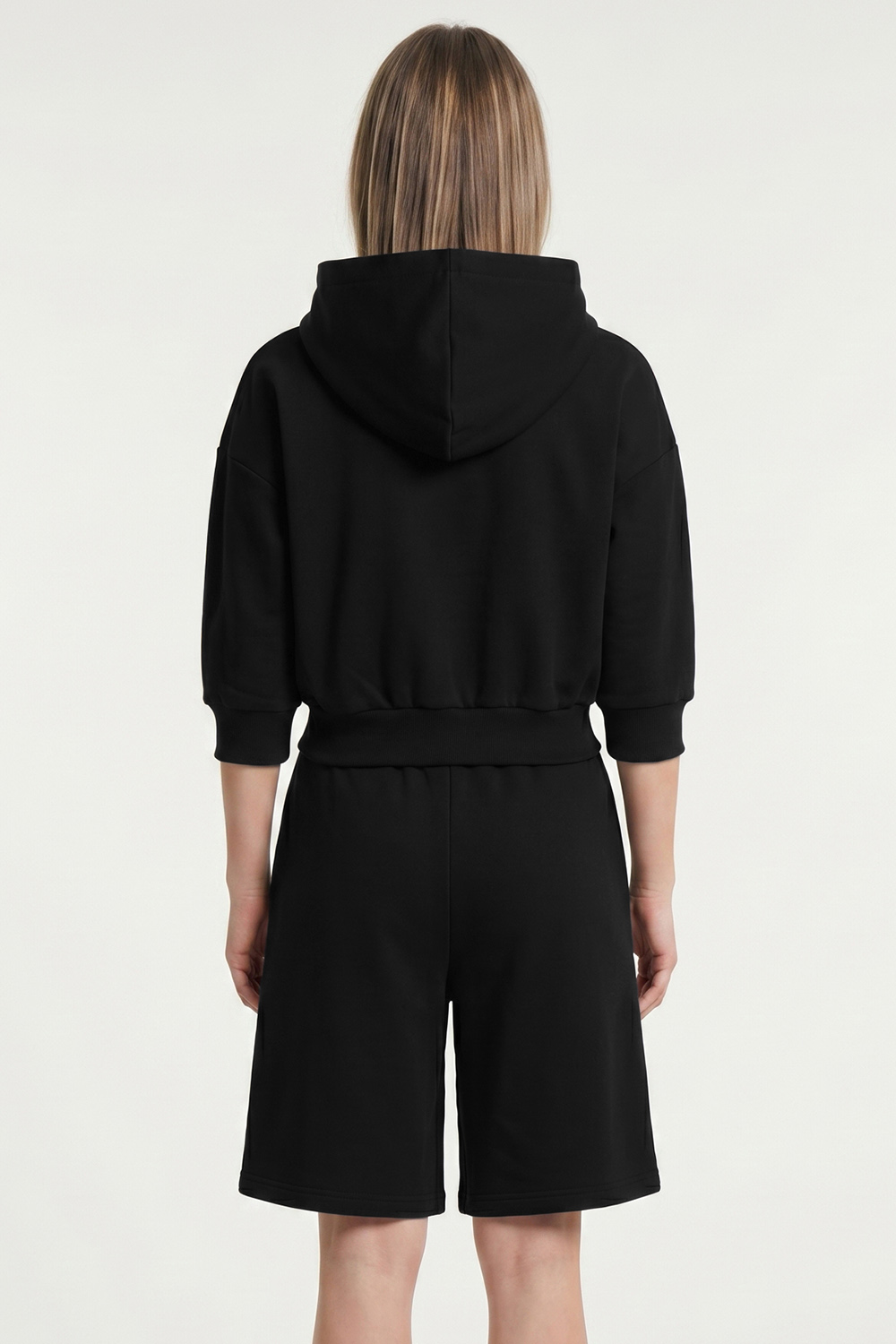 Vivisence Femme Ensemble Short Et Sweat À Capuche Coton Confort À La Maison, noir