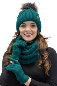 Vivisence Winter Hat With Pom Pom For Women Warm Ideal For Cold Days 7014, dark turquoise