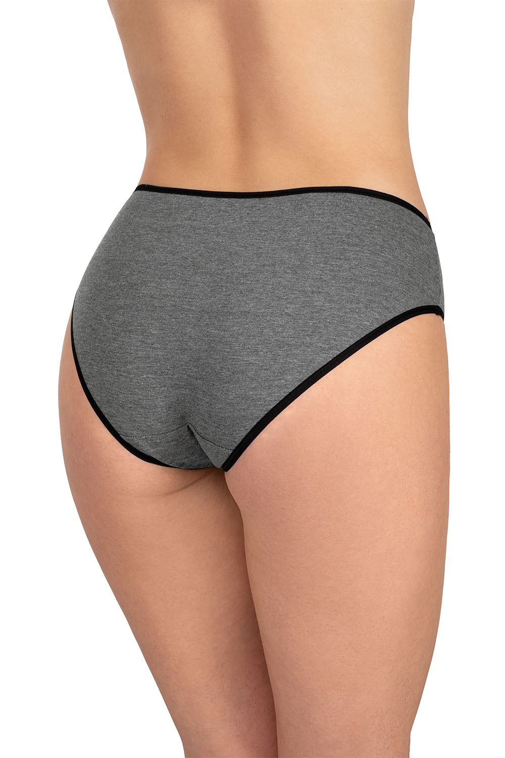 Vivisence Dame Slip Unterhose Klassisch Komfortabel Trendig Alltag Unterwäsche 4016, schwarzes Gummiband:graphit 5-pack