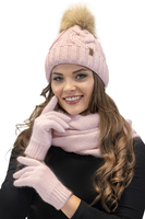 VIVISENCE Wintermütze mit Bommel Damen Warmes Ideal Für Kalte Wintertage 7014, rosa