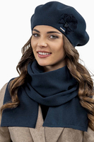 Vivisence Béret Femme Avec Appliqué Floral En Fil Idéal Pour Les Journées 7036, bleu foncé