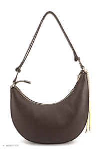 Vivisence T0041 Schultertasche Damen Halbmond Polyurethan Alltagstasche, Dunkelbraun