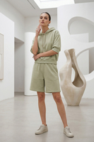 Vivisence Femme Ensemble Short Et Sweat À Capuche Coton Confort À La Maison, olive
