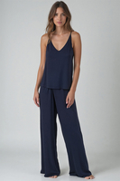 Vivisence Women's Pyjama Set Viscose Wide Leg Pants V-Neck Shirt 2046, 