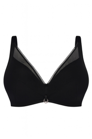 Vivisence Women's Soft Bra With Stable Knitted Fabric For Perfect Support Bra For Ladies Adjustable Straps And Supportive Wires Cabaret Mesh Overlay Decorative Neckline Trim Satin Ribbon, black