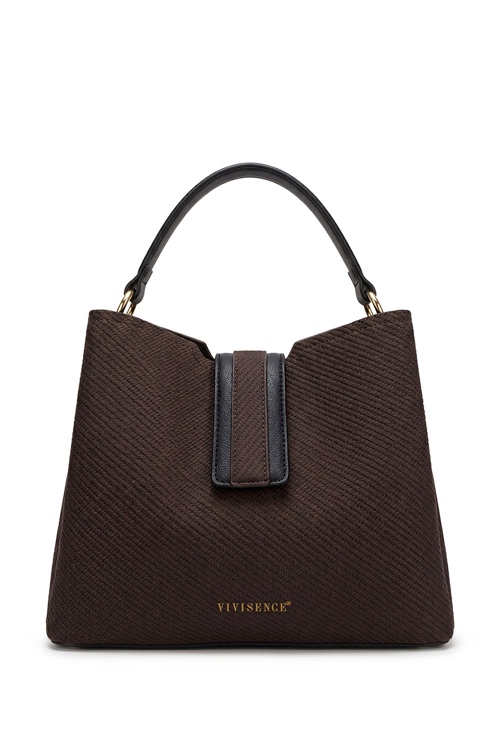 Vivisence Women Top Handle Bag Magnetic Flap and Strap for Daily Use Organized, Brown