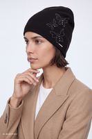 Vivisence Women's Beanie Hat Knitted Wool Blend Winter Fashion, black