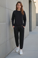 Vivisence Femme Sweat Col Rond Maille Douce Confort Toute La Journée, noir
