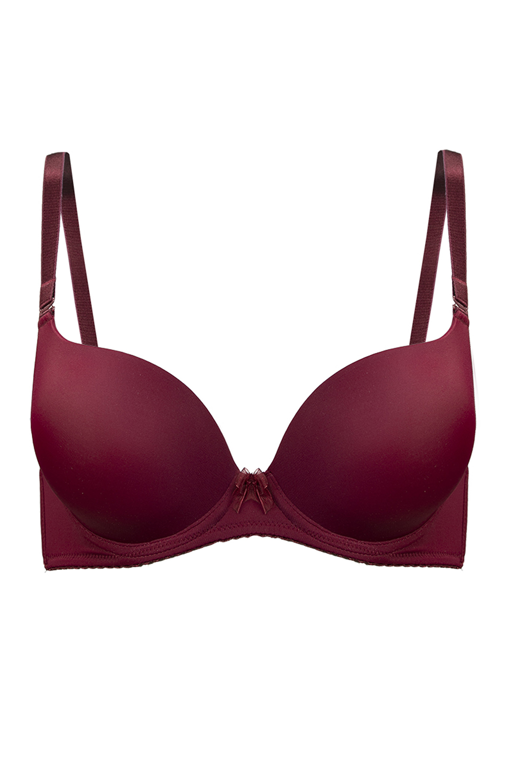 Vivisence Push Up BH Damen Mikrofaser Doppelpolsterung Hebt Und Vergrößert, bordeauxrot