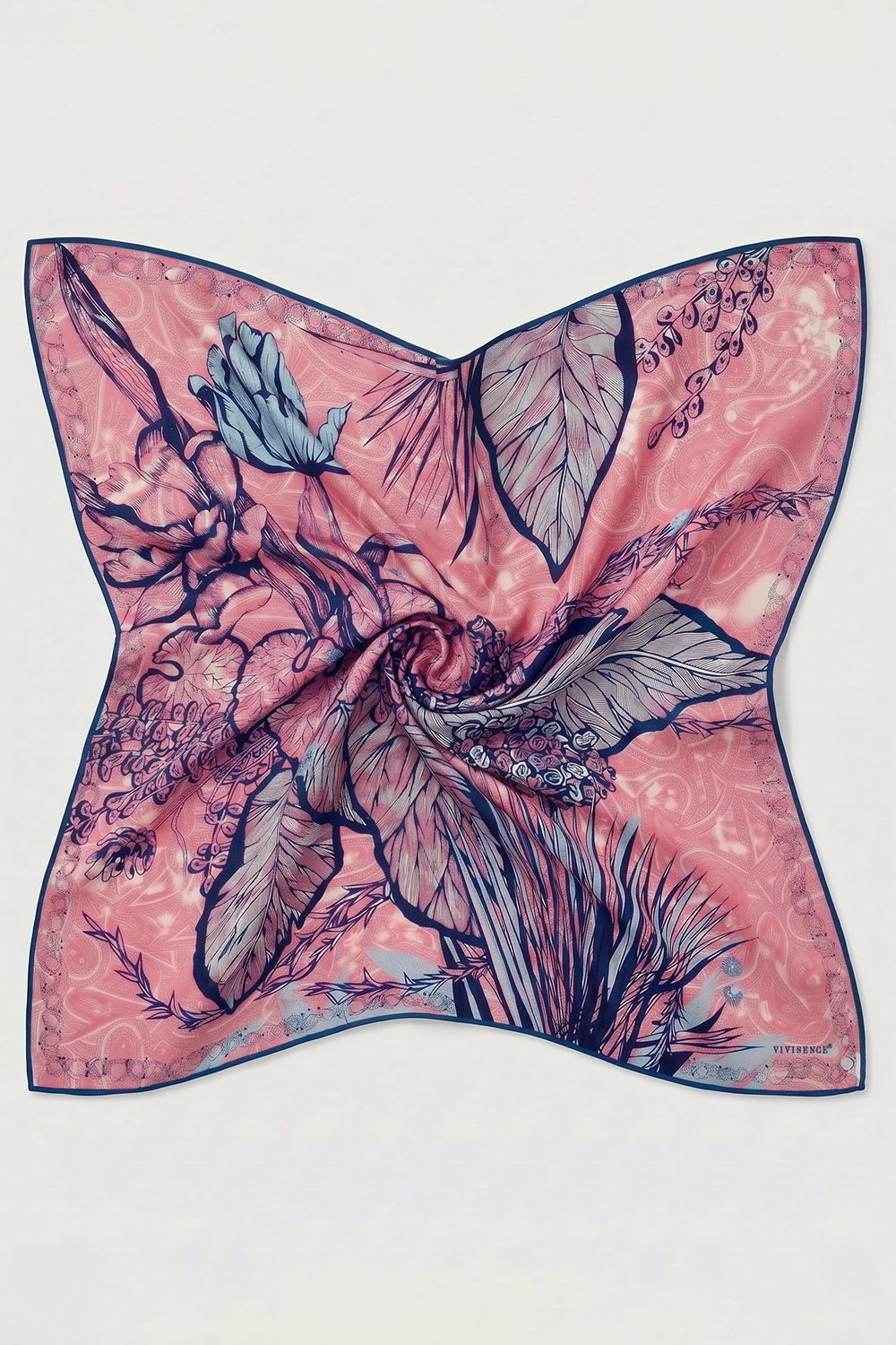Vivisence Damen Seidentuch Handgerollte Kanten Hautfreundlich Vielseitig, rosa/blau