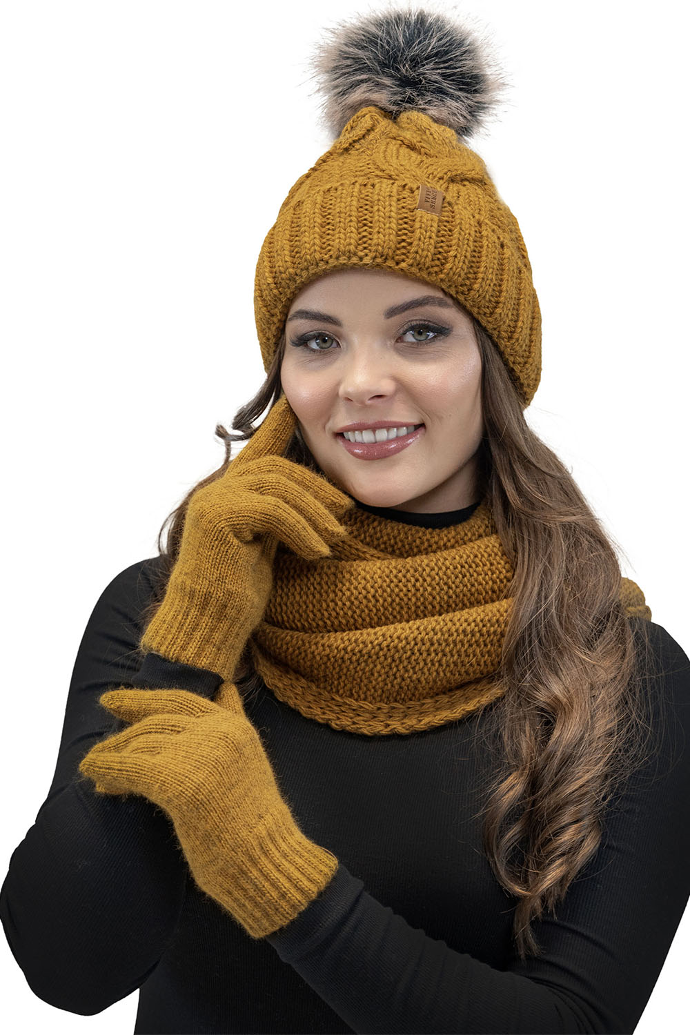 Vivisence Gants Femme Hiver Doux Et Chauds Idéals Pour Temps Froid 7014, jaune foncé