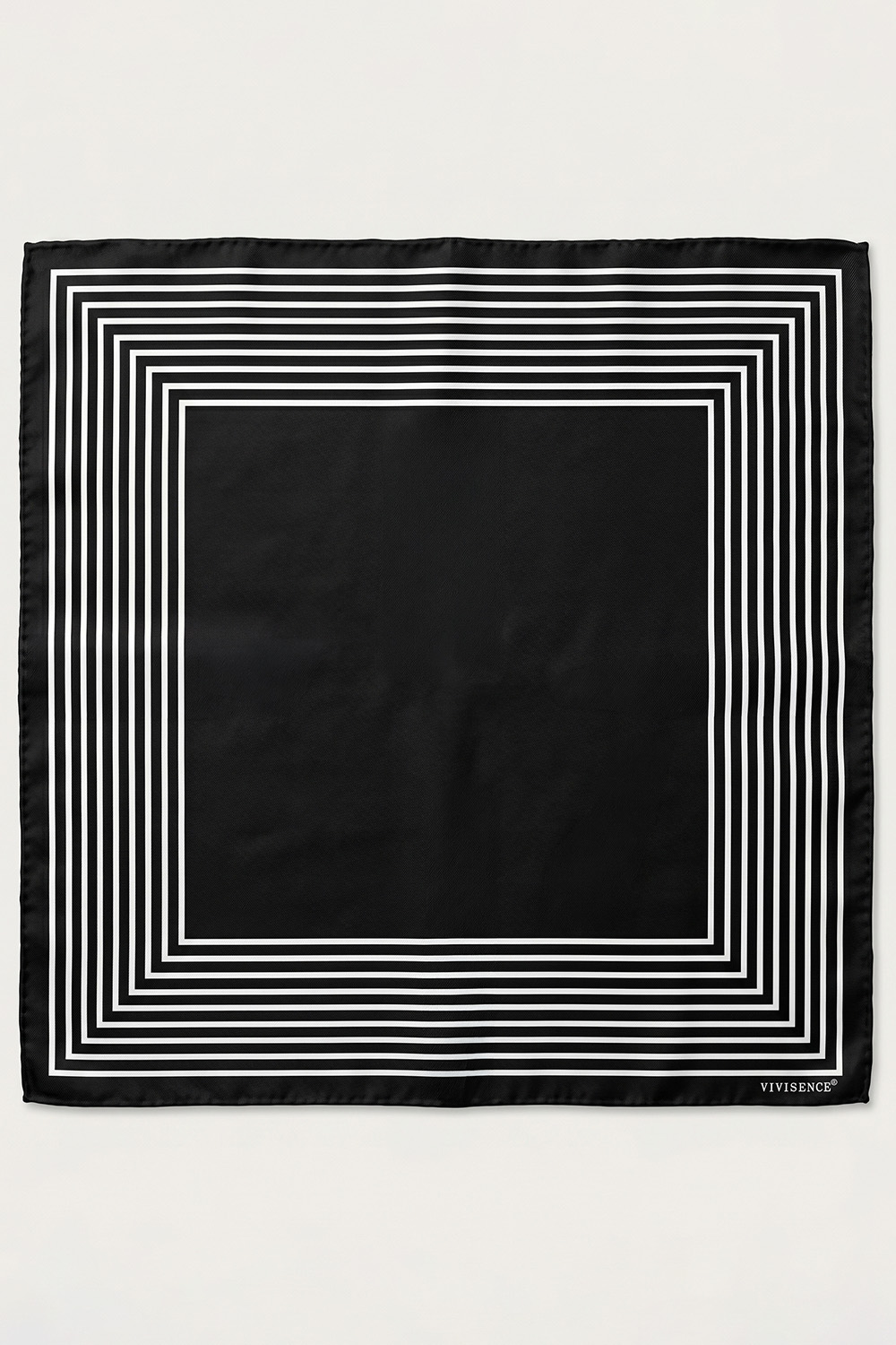 Vivisence Women Silk Scarf Square Bandana Hand Rolled Edges Everyday Comfort, black and white