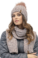 Vivisence Women's Winter Pom-Pom Hat Made From Soft And Warm Two-Colored Yarn With Soft Antistatic Fleece Lining Perfect Fit Design For Warmth And Style During Cold Winter Days, pink