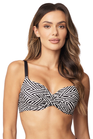 Vivisence Push Up Bikini Top With Molded Cups Decorative Trim And Side Support For Lift 3222, black-white