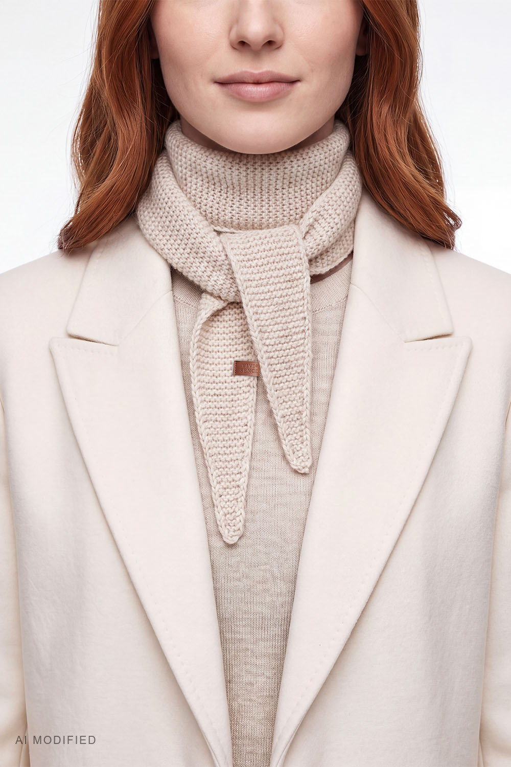 Vivisence women's wool scarf versatile ties comfort cold days, beige