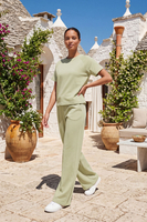 Vivisence Damen T-Shirt Kurzarm Rundhals Elastischer Baumwolle Bequem, olivfarben