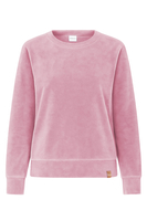 Vivisence Damen Sportbluse Sweatshirt Mit Rundhalsausschnitt Aus Velourstrick Mit Strickbündchen Und Langem Arm Lockerer Schnitt Für Freizeit Fitness Und Alltag 9005, Pink