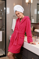 Vivisence Hooded Polyester Bathrobe Dressing Gown, Pink