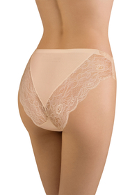 Vivisence Dame Slip Unterhose Gepunktet  Bund Spitze Unterwäsche 4012, beige