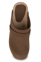 Vivisence Sabots Femme Nubuck, Semelle en Bois, Bout Fermé, Bride Réglable, Confort au Quotidien, brun foncé