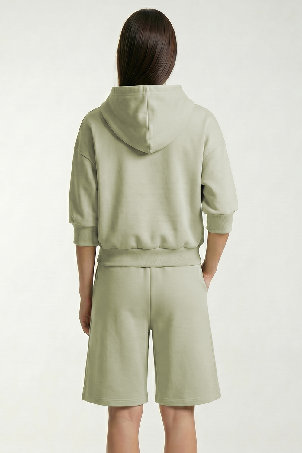 Vivisence Femme Ensemble Short Et Sweat À Capuche Coton Confort À La Maison, olive