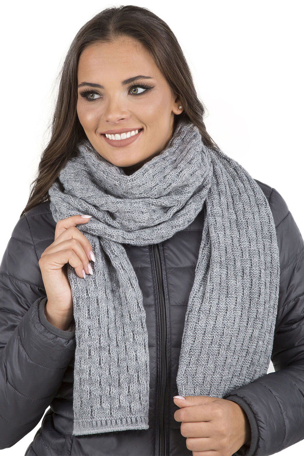 Vivisence Women's Winter Scarf Soft And Warm For Cold Days 7015S, light grey