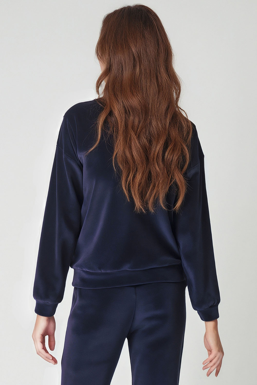 Vivisence Femme Sweat Coton Décolleté V Tenue de Tous les Jours Parfaite 9002, bleu marine