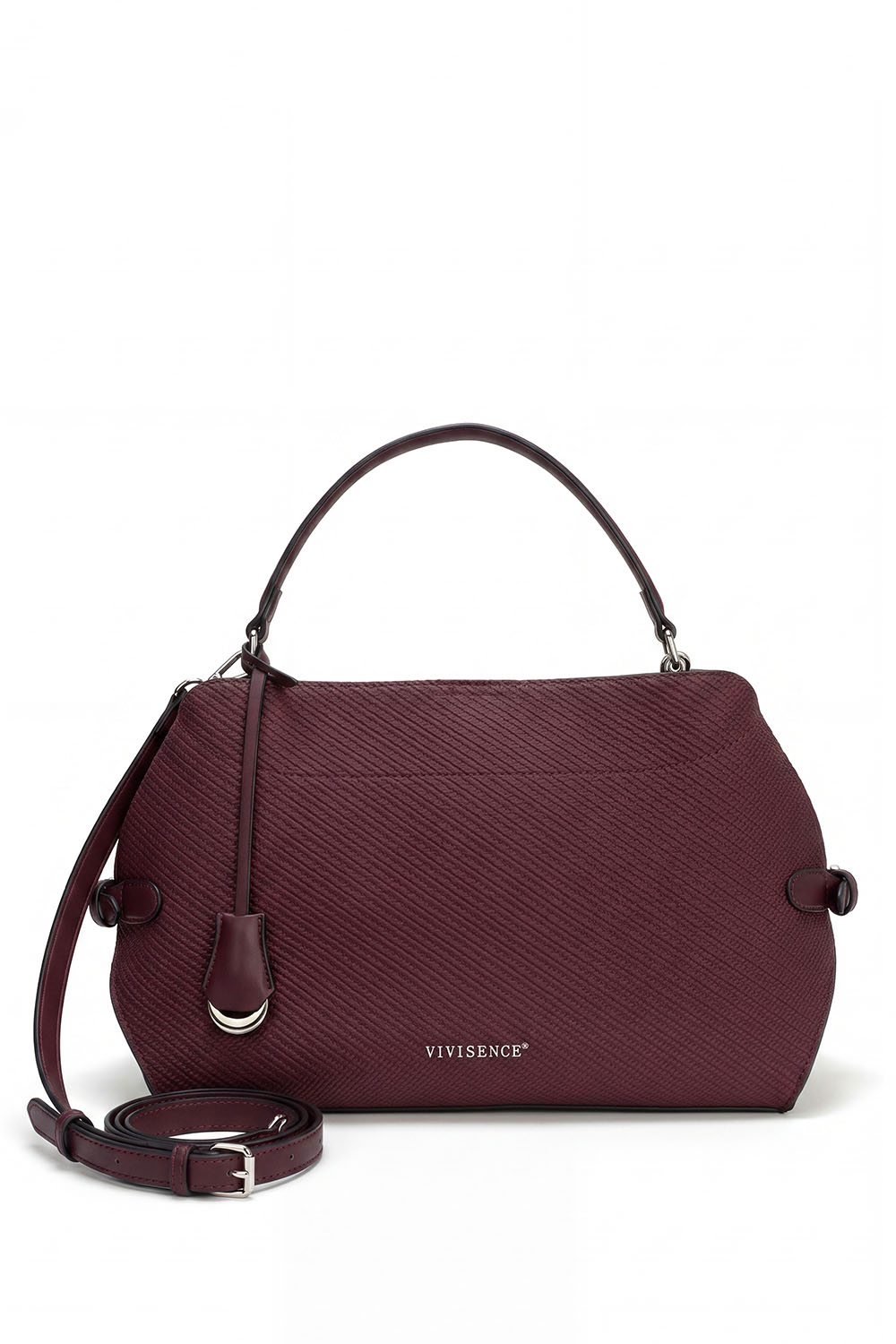 Vivisence Women Handbag Structured PU With Adjustable Strap For Everyday Elegance, burgundy