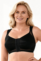 Vivisence Non Wired Bra Front Closure Padded Straps Support Comfort For Full Bust, black