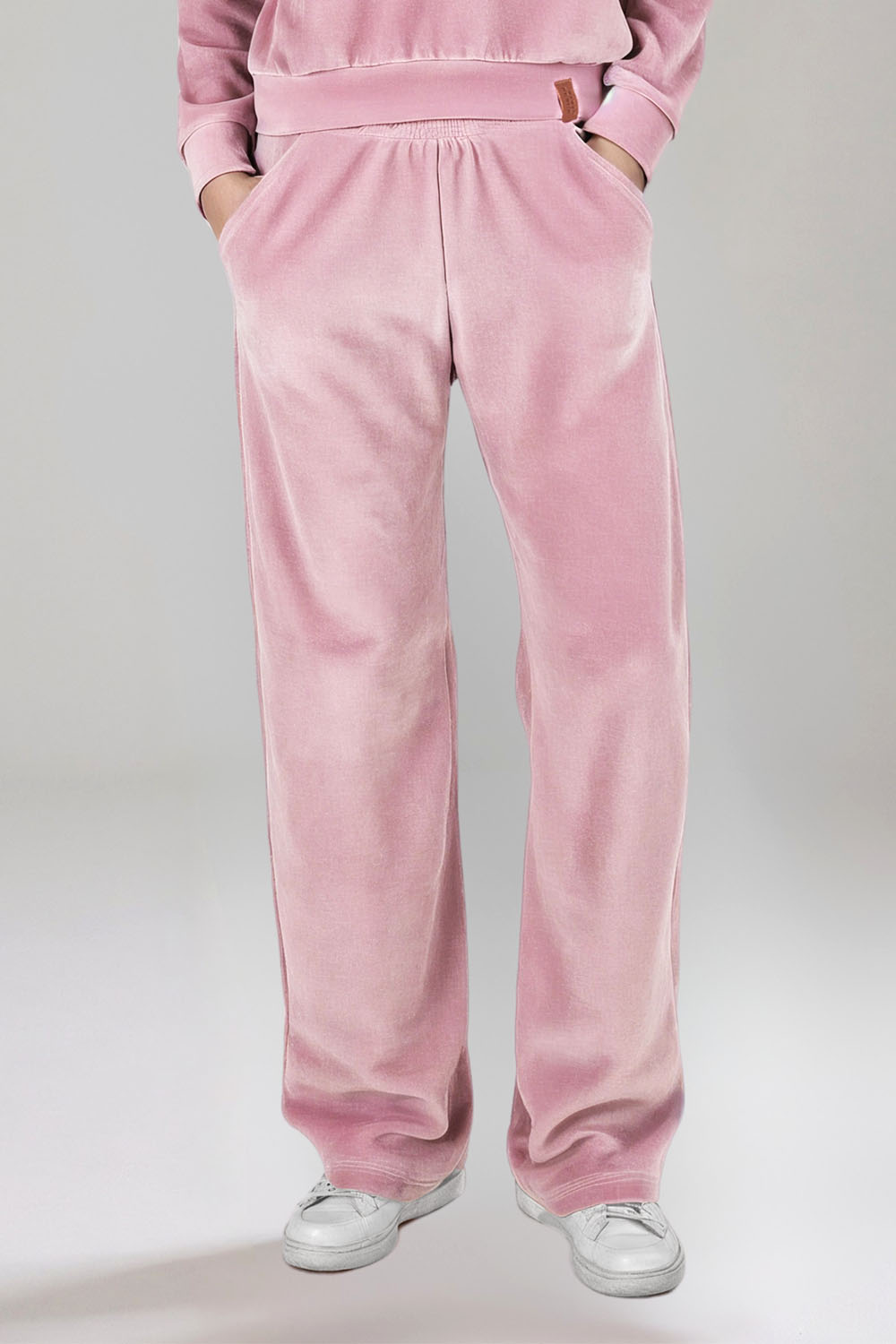 Vivisence Pantalon De Survêtement Femme Coton Ceinture Élastique 9105, rose poudré