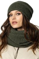 Vivisence Women's Winter Set Including Hat Scarf And Gloves With Perfect Fit Design Warm And Soft Woolen Yarn Insulated Lining Ideal For Cold Winter And Autumn Days, green melange