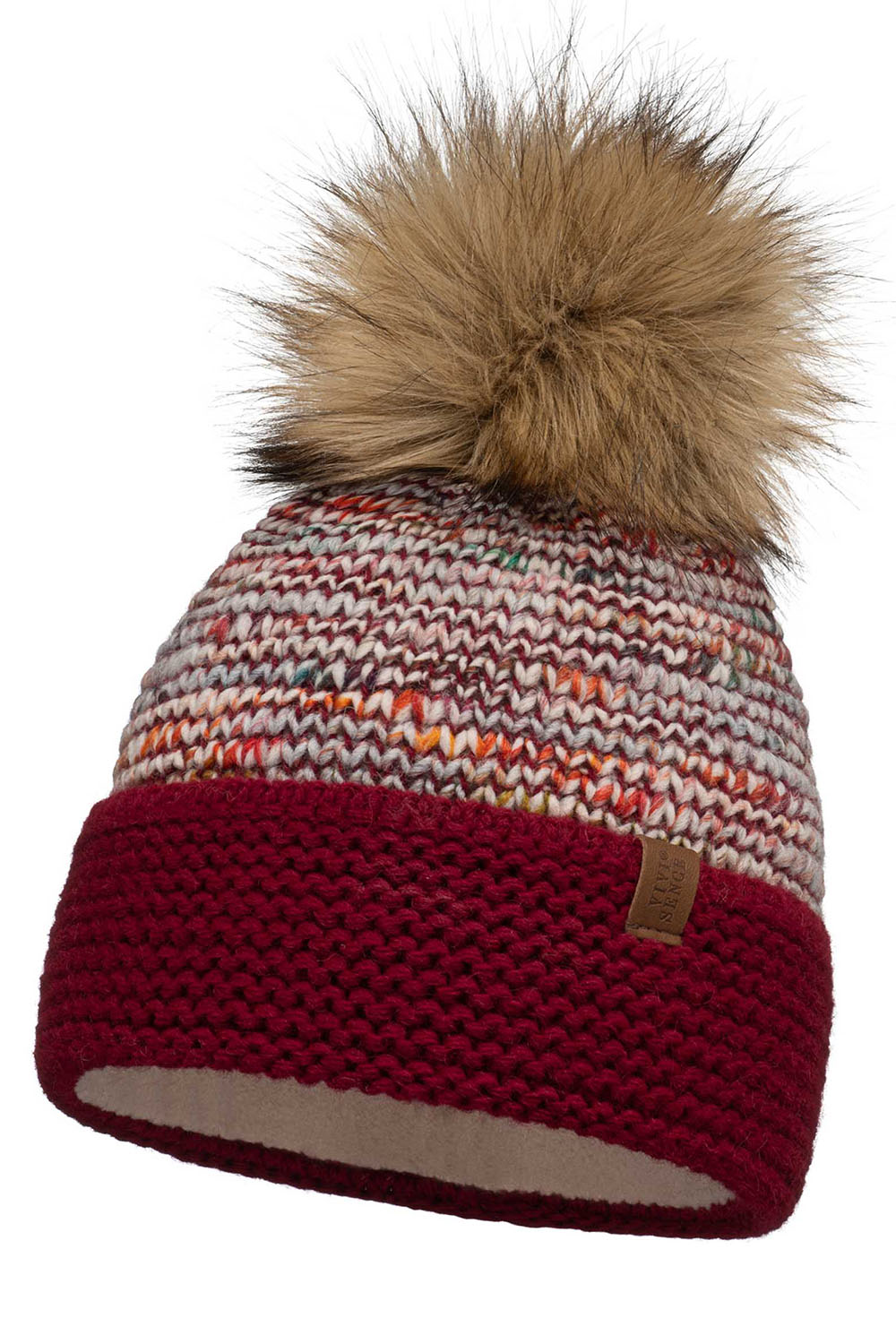 Vivisence Bonnet À Pompon Femme En Fil Chaud Avec Effet Antistatique L’Hiver 7024, bordeaux