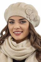 Vivisence Femme Ensemble Élégant Béret Et Écharpe Automne et Hiver En Laine Style Classique Ajustement Parfait Confort Thermique Accessoire Idéal Pour Les Froides Journées 7037Kmpl, beige
