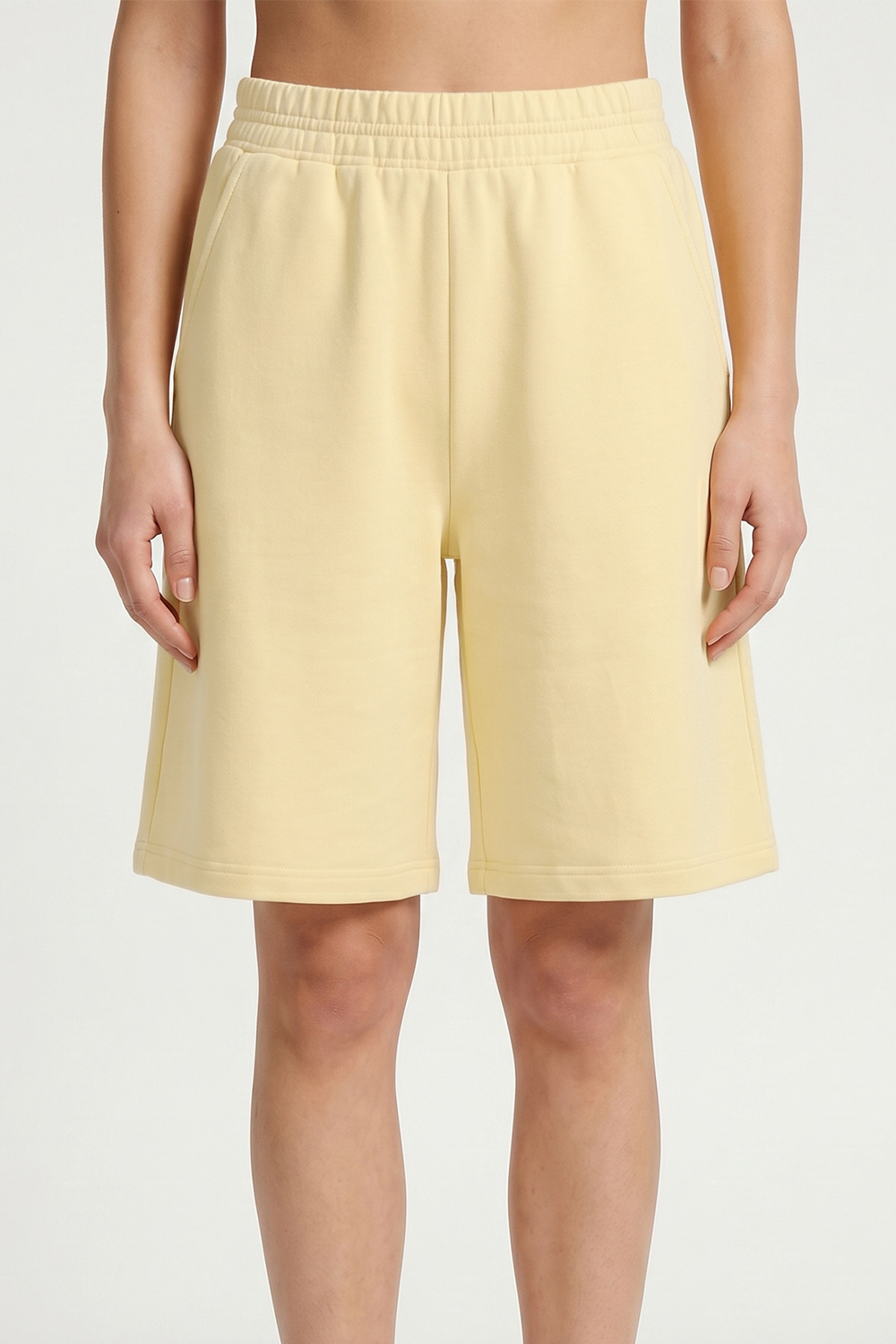 Vivisence Femme Short Coton Doux Respirant Taille Élastique Confort Quotidien, banane