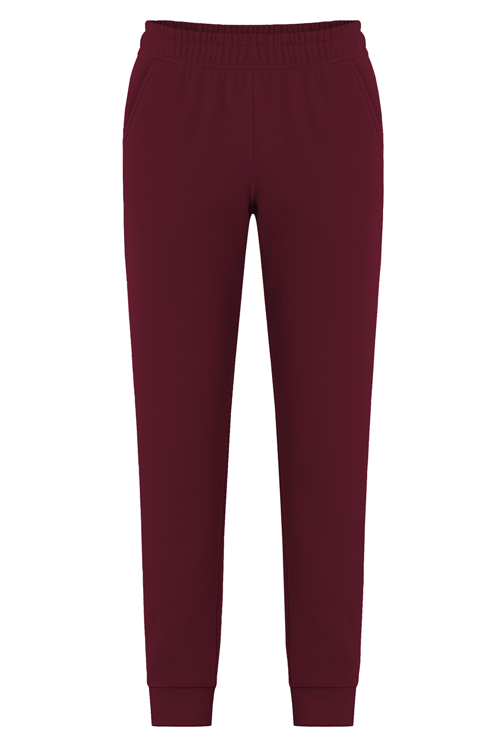 Vivisence Womens Sweatpants Cotton Ribbed Cuffs Loungewear Casual 9103, maroon