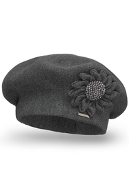 Vivisence Béret Femme Automne Hiver Avec Détail Délicat Et Style Douillet 7048, gris foncé
